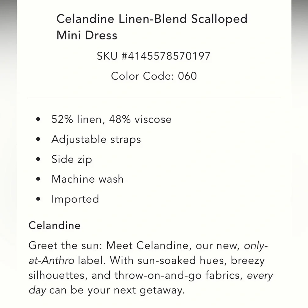 Anthropologie Celandine Linen-Blend Scalloped Mini Dress - Picture 4 of 5